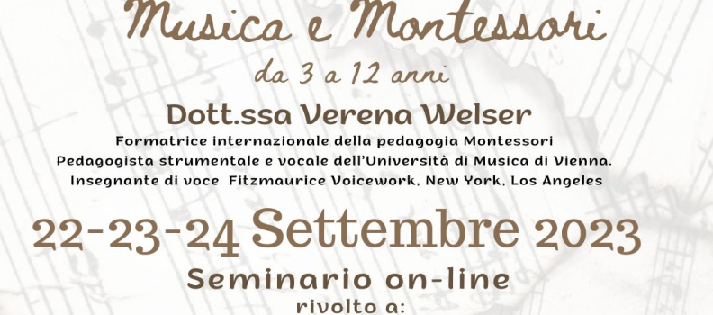 SEMINARIO ON LINE MUSICA E MONTESSORI DAI 3 AI 12 ANNI